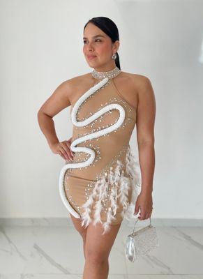 Serena Sexy Nude Short Dress
