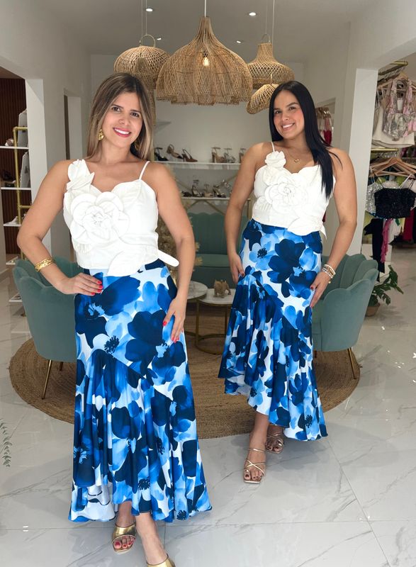 Blue Printed Exclusive Skirt Set