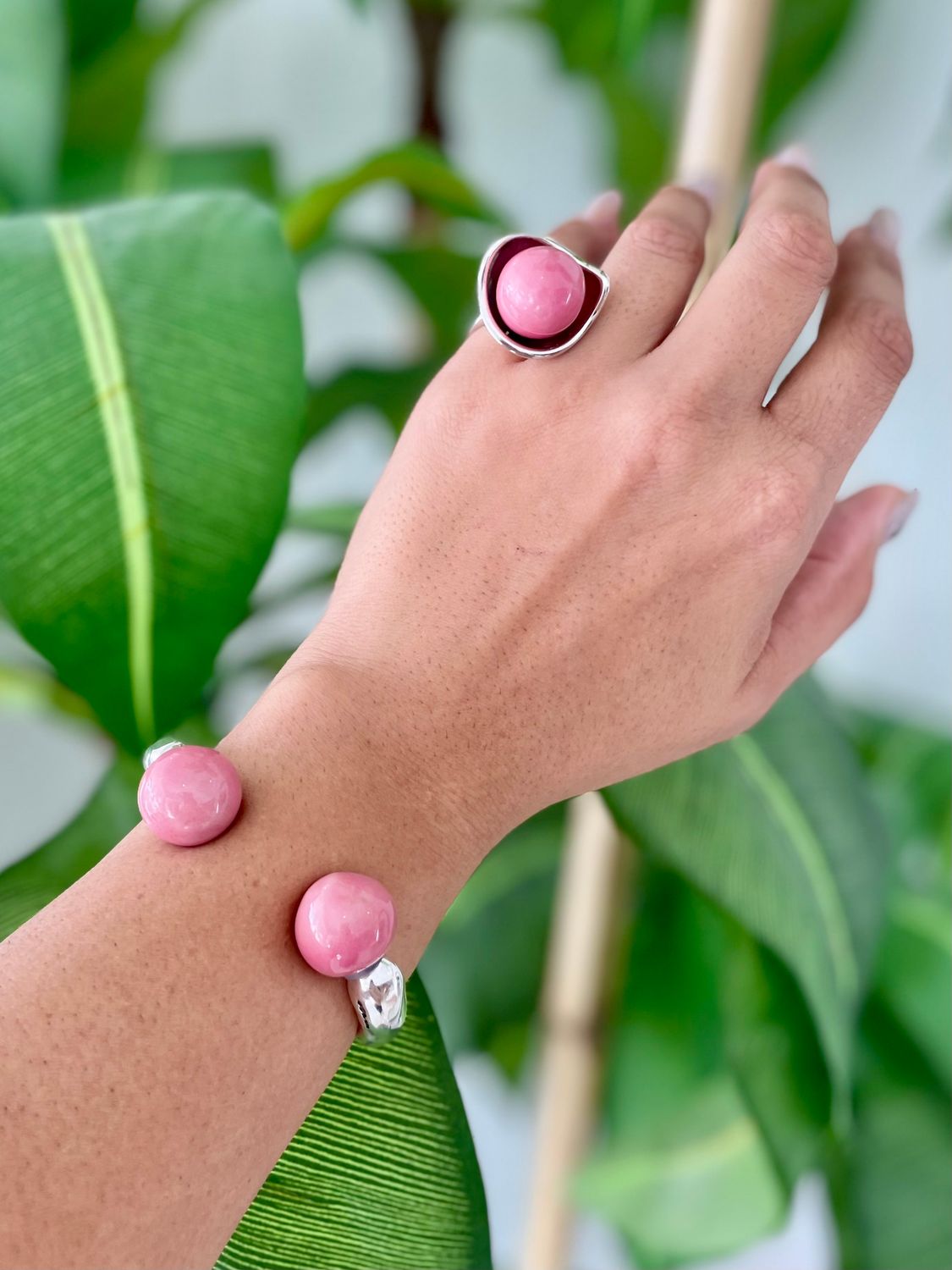 Pink &amp; Silver Bracelet Set