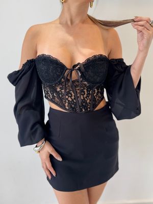 Black Long Sleeve Corset