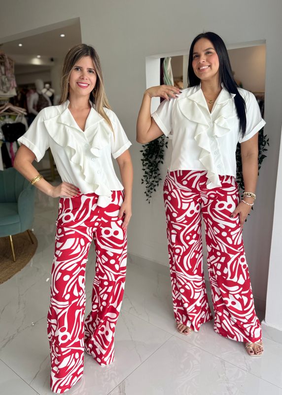 Red Printed Exclusive Pant Set