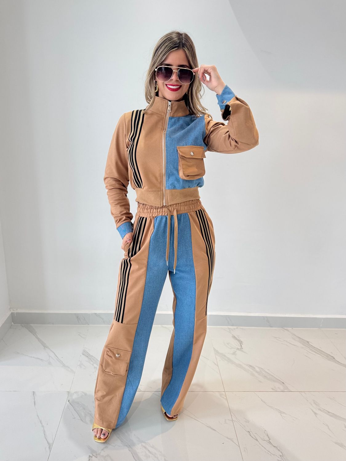 Caramel &amp; Denim Comfy Pant Set