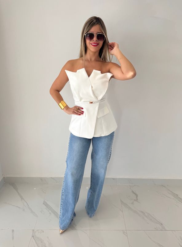 White Strapless Chic Top