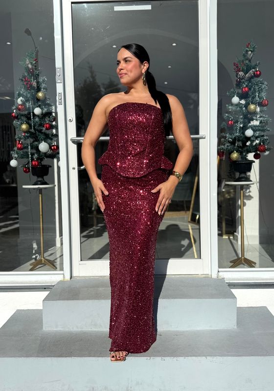 Shiny Burgundy Formal Set