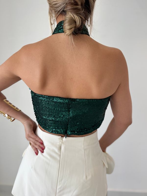 Emerald Sequins Crop Top