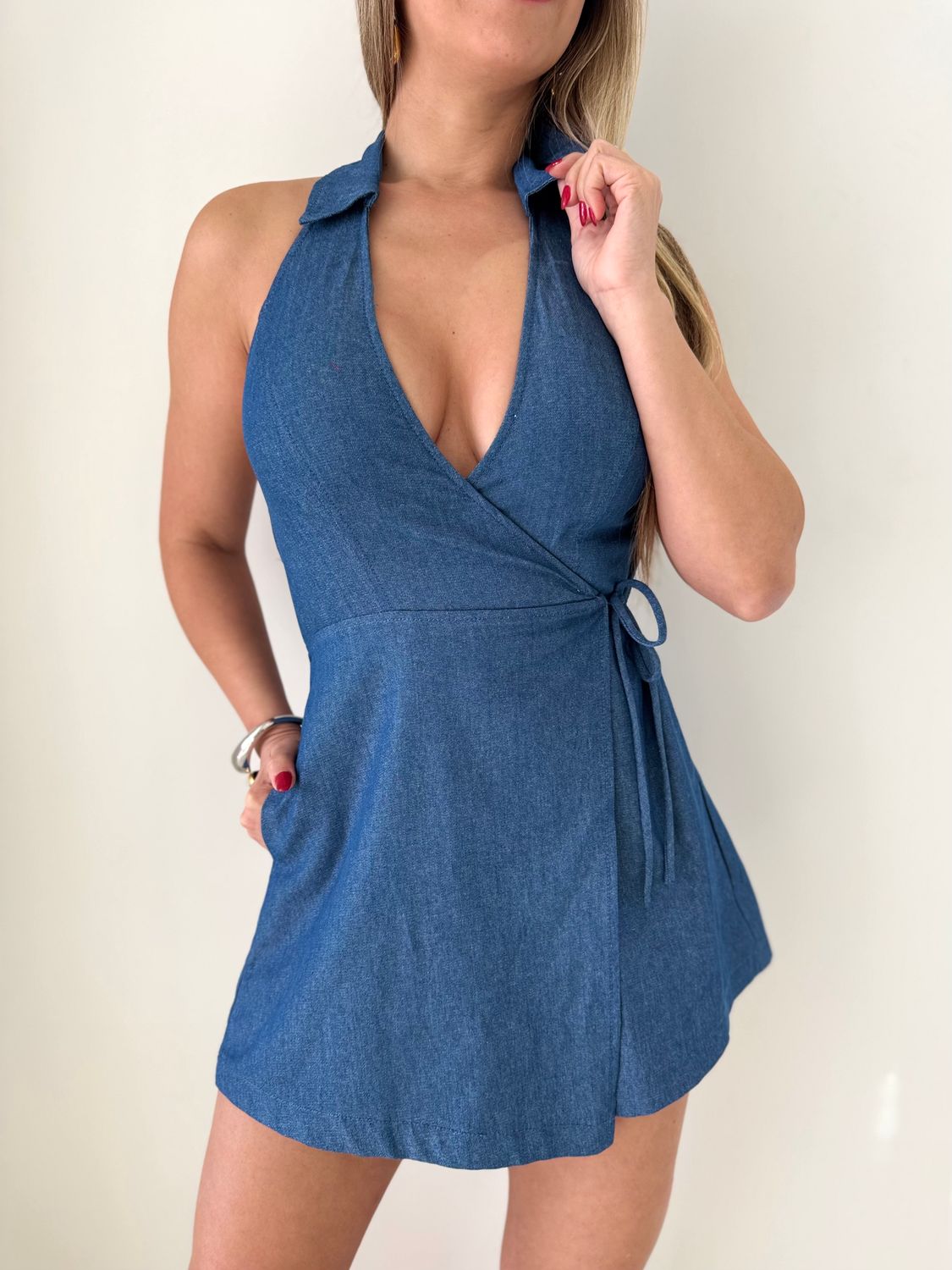 Denim Halter Romper