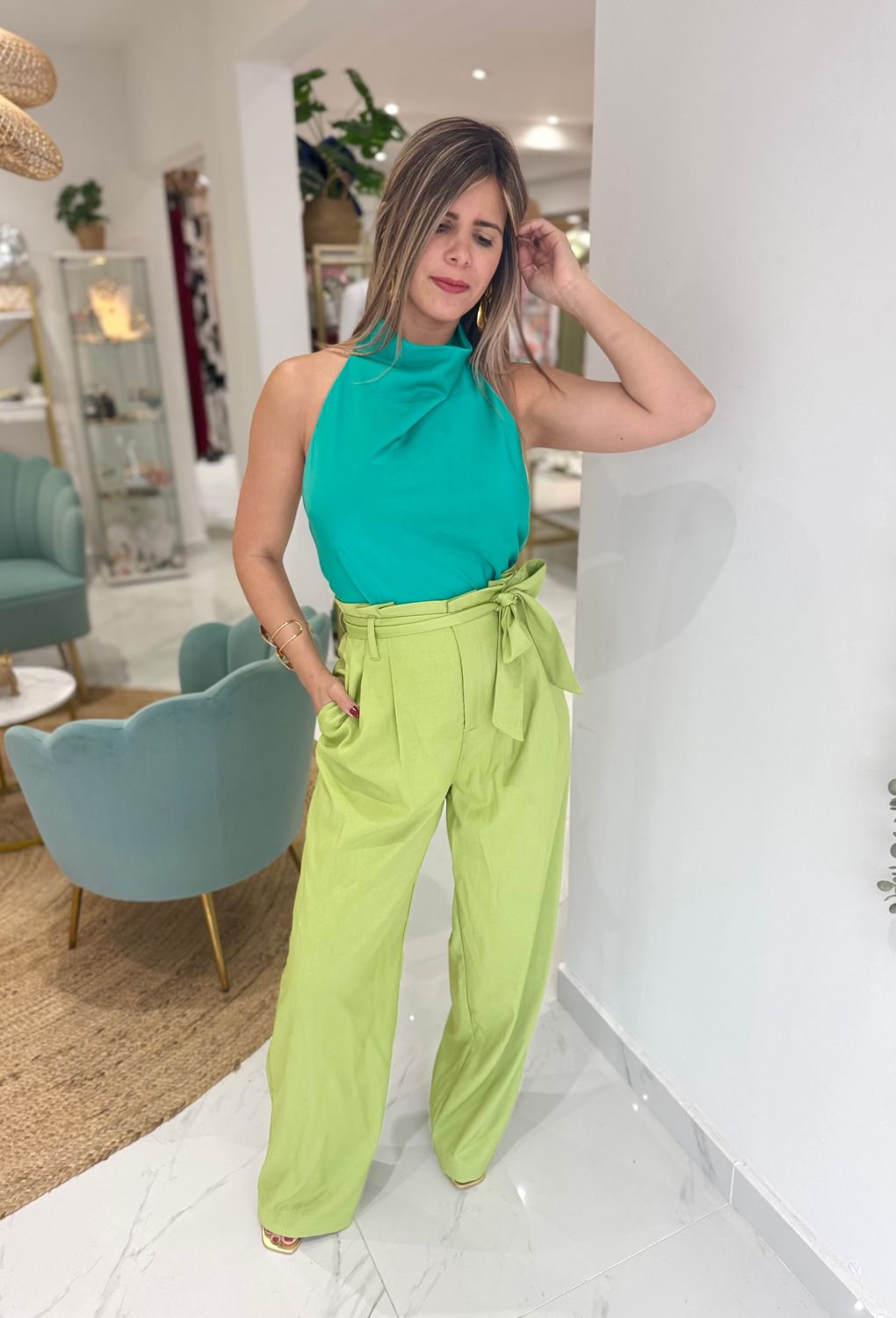 Light Green High Waisted Pant