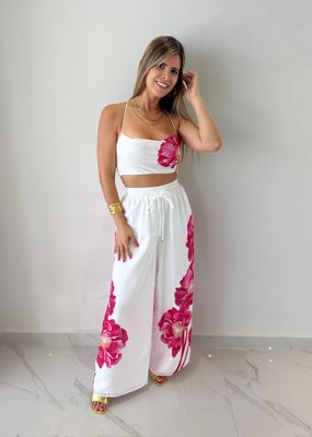 White &amp; Flowers Pant Set