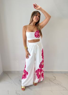 White &amp; Flowers Pant Set