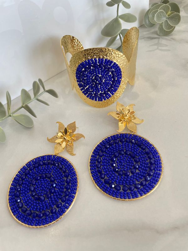 Royal Blue &amp; Gold Earrings Set