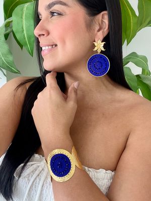Royal Blue &amp; Gold Earrings Set