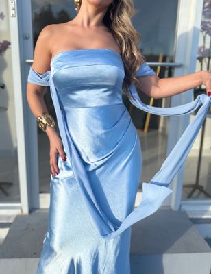 Light Blue Strapless Cocktail Dress