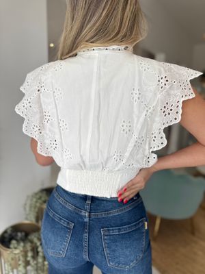 White Broderie Top