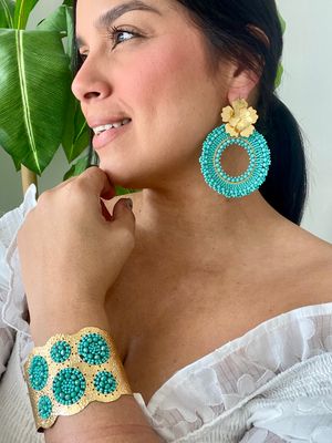 Turquoise Earrings Set with Bangle
