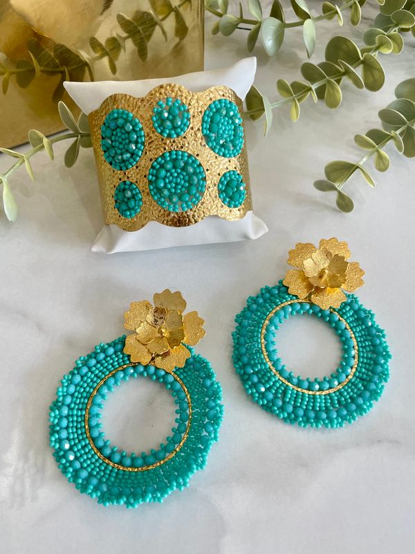 Turquoise Earrings Set with Bangle