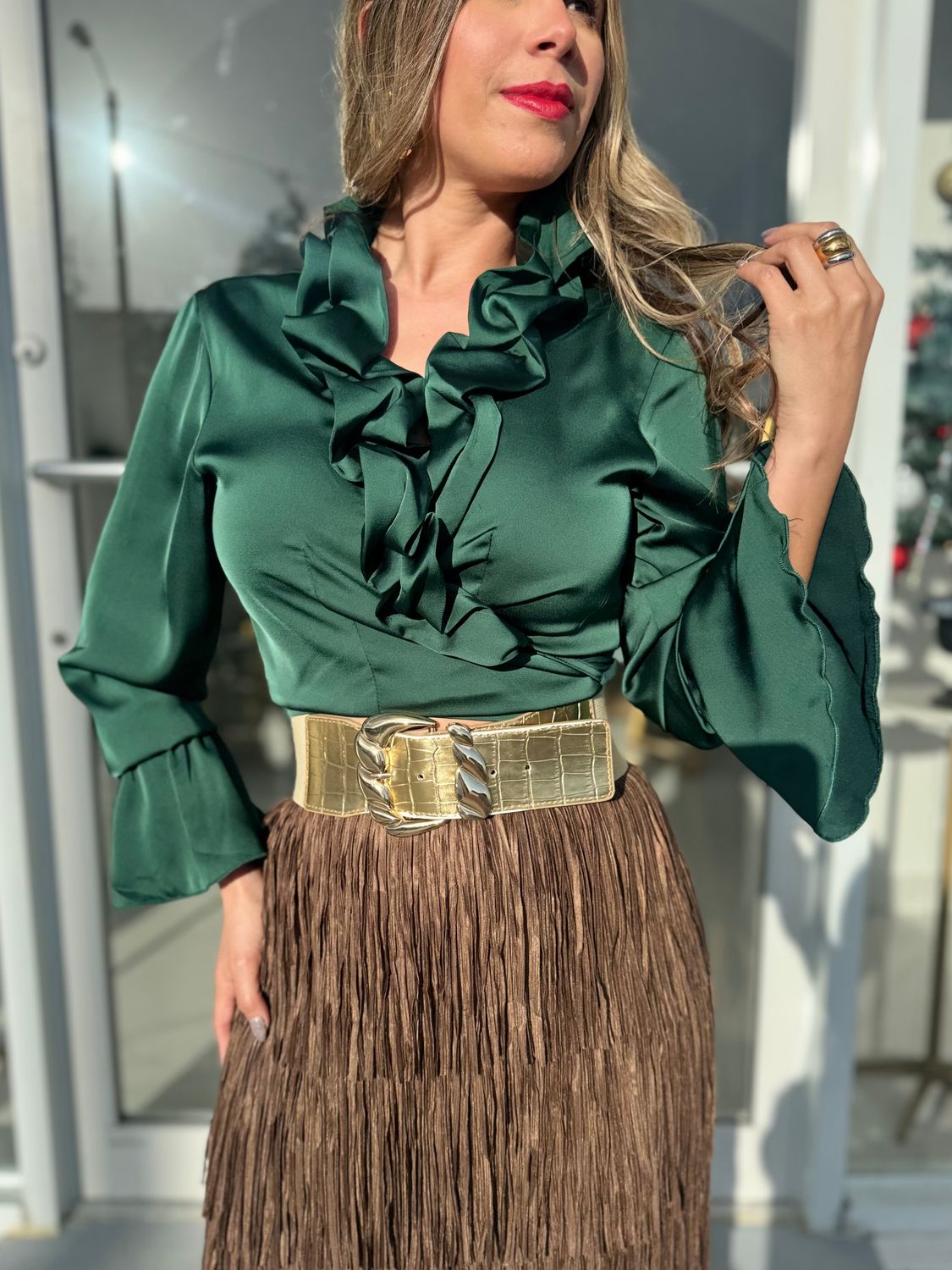 Hunter Green Elegant Blouse