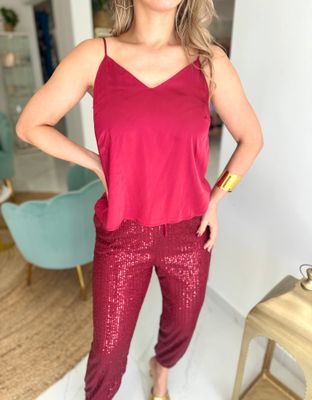 Burgundy Glitter Jogger Set