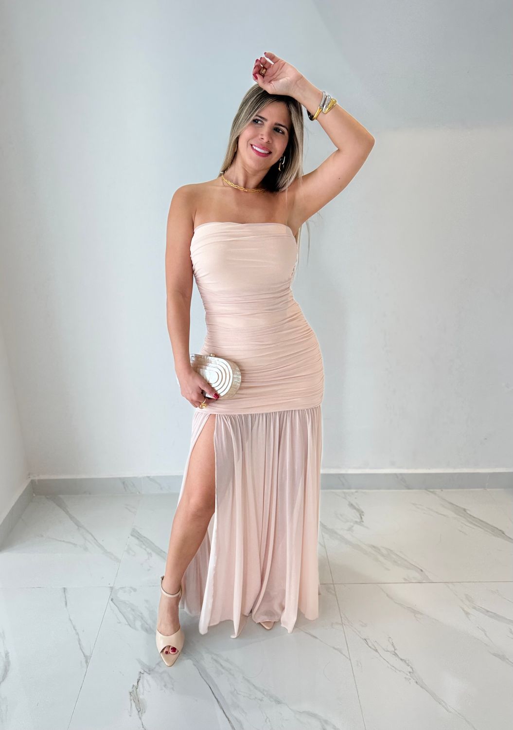 Porcelain Strapless Elegant Dress