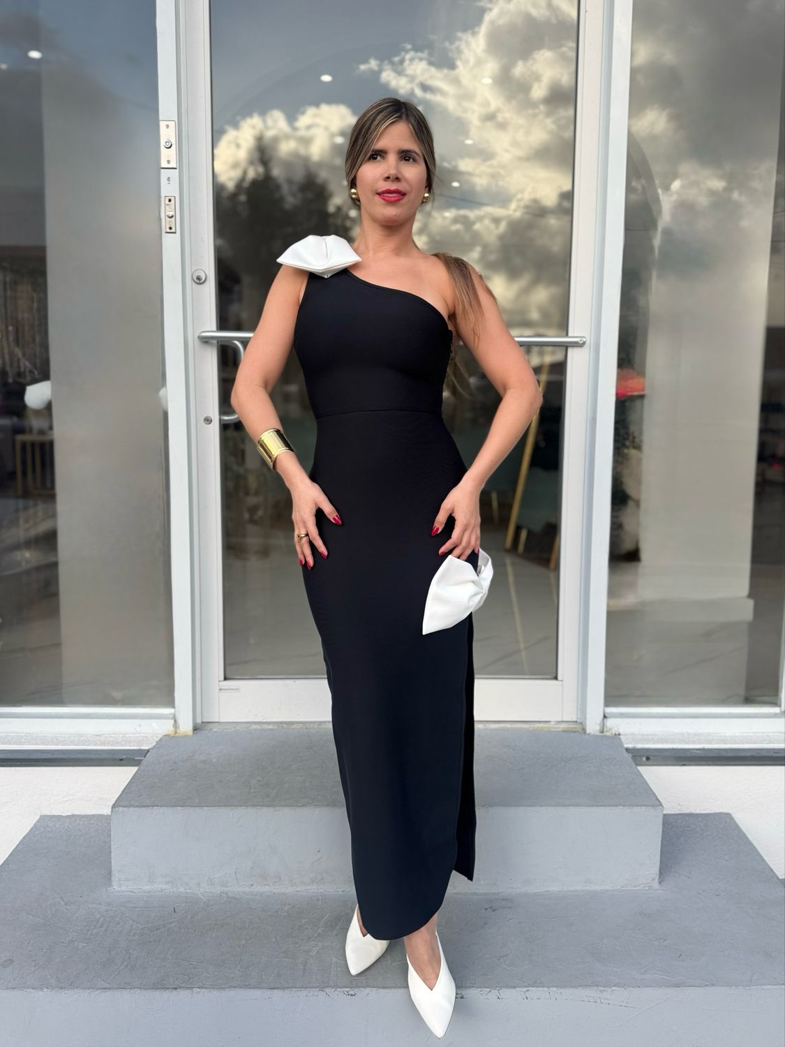 Black Classy One Shoulder Cocktail Dress