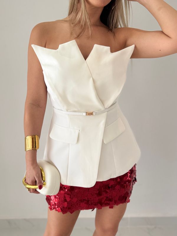 White Strapless Chic Top