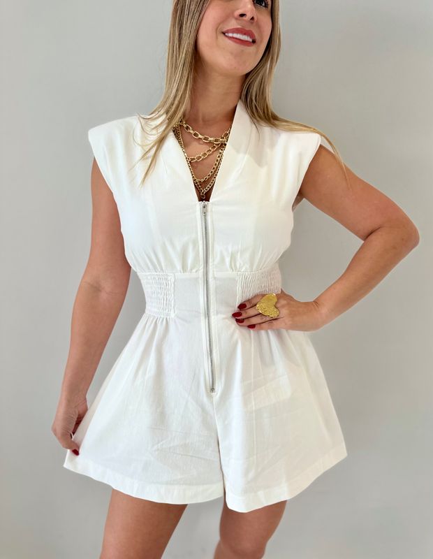 White Casual Romper
