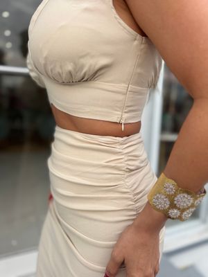 Beige Casual Skirt Set