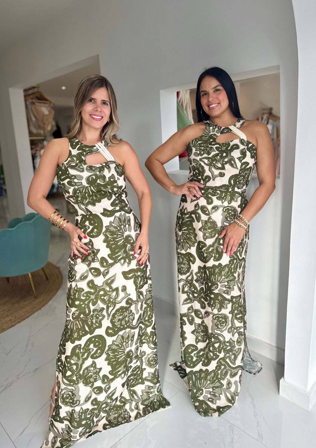 Green Printed Exclusive Colecction Long Dress