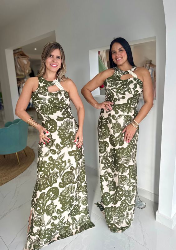 Green Printed Exclusive Colecction Long Dress