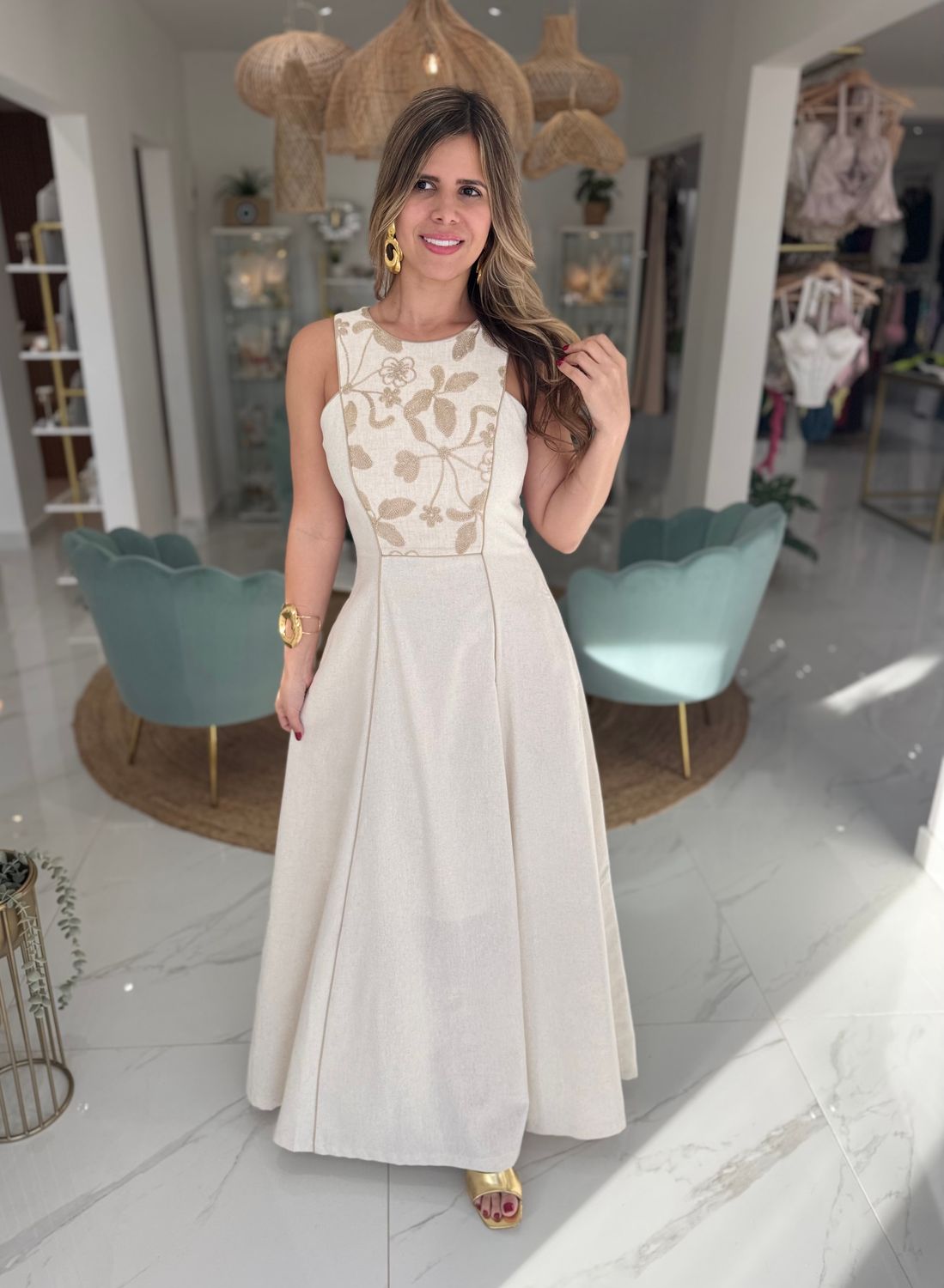 Sand Linen Exclusive Long Dress