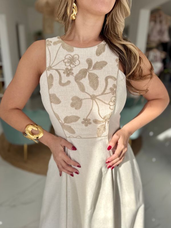 Sand Linen Exclusive Long Dress