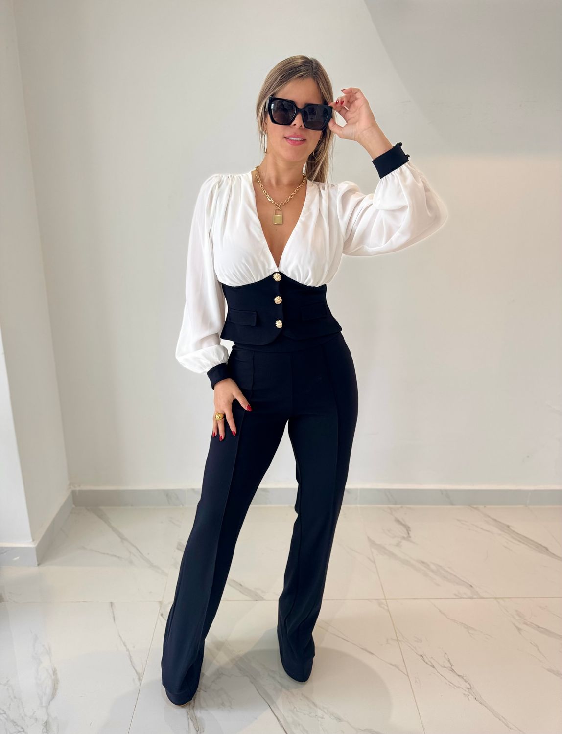 Black &amp; White Pant Set