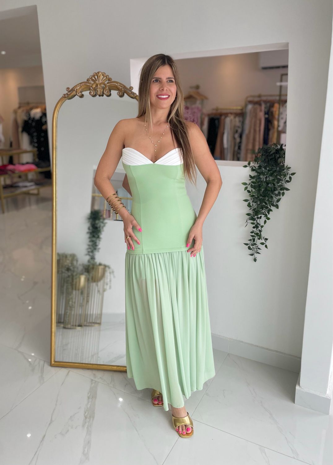 Mint Strapless Classy Dress