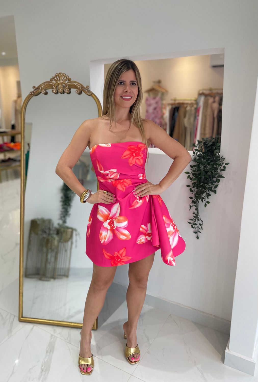 Girly Pink Strapless Short Dress