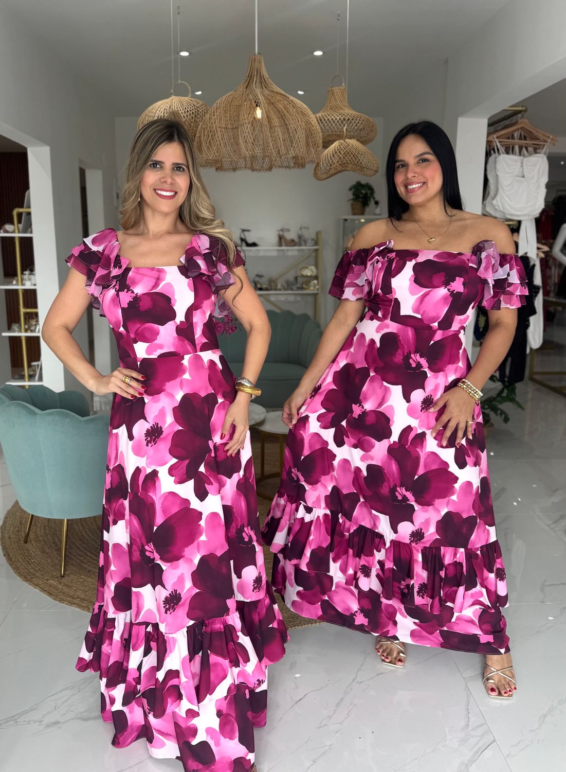 Magenta Printed Exclusive Maxi Dress