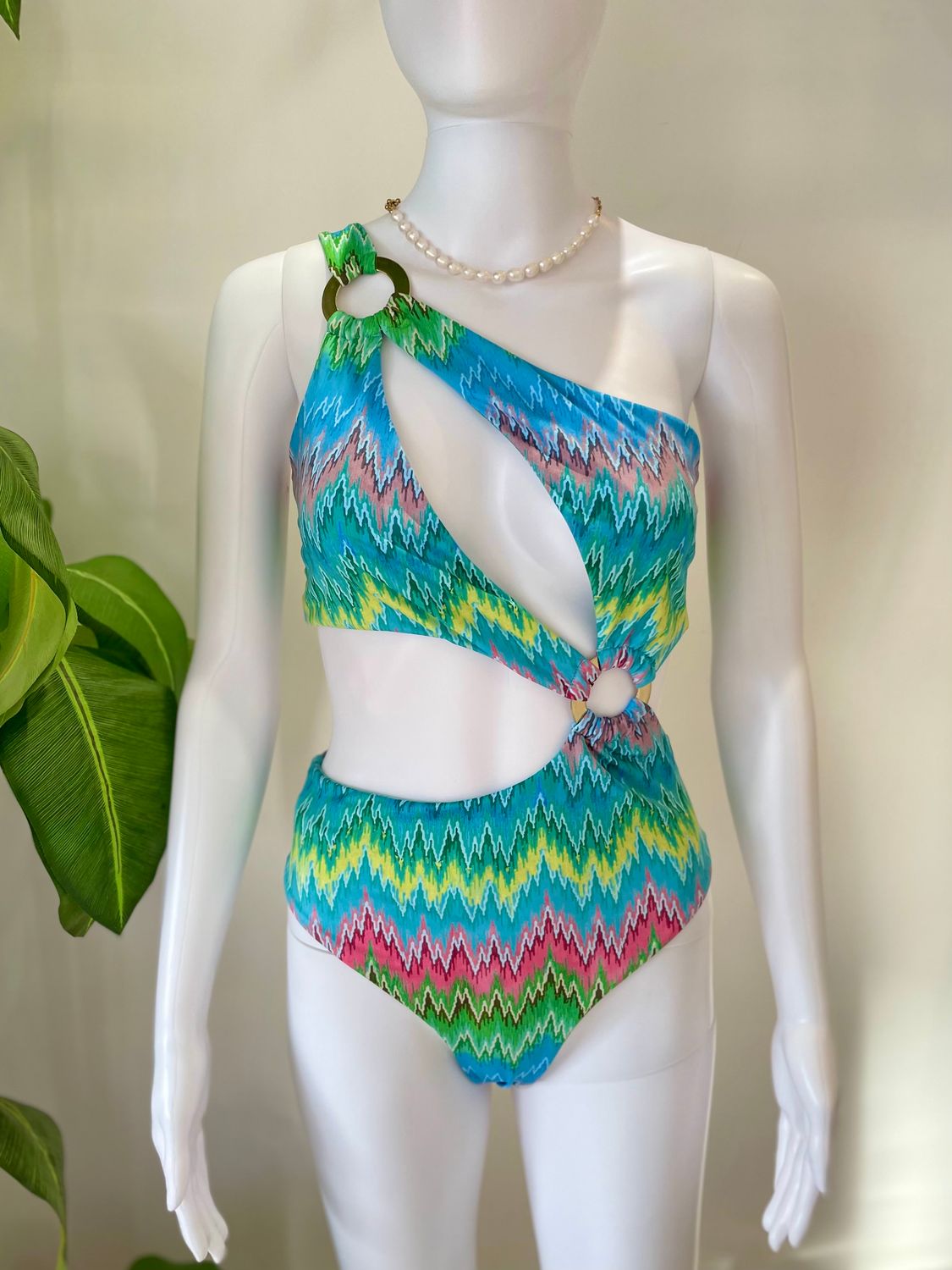 Blue Printed Sexy One Piece Swimsuit