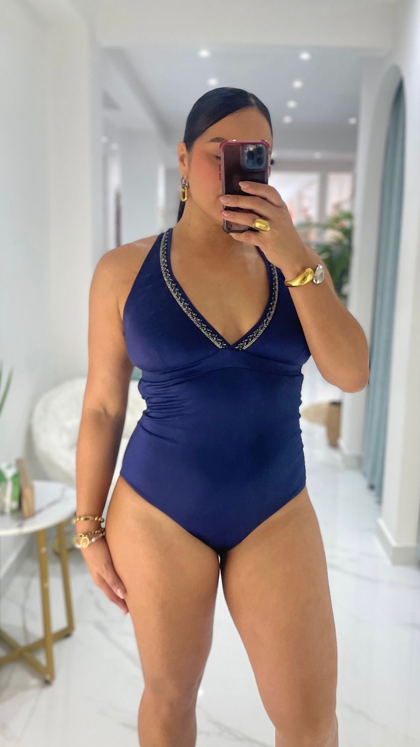 Navy Blue One Piece Swimsuit