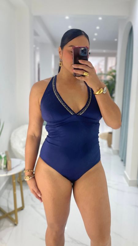 Navy Blue One Piece Swimsuit