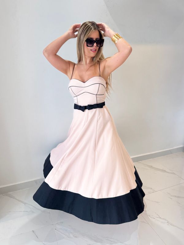 Nude &amp; Black Classy Premium Collection Midi Dress