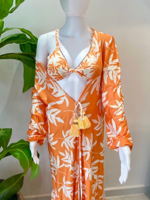Orange Tropi Printed Cardigan