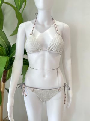 White &amp; Gray Texture Bikini