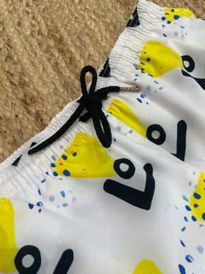 White &amp; Yellow Matching Boy Swimsuit