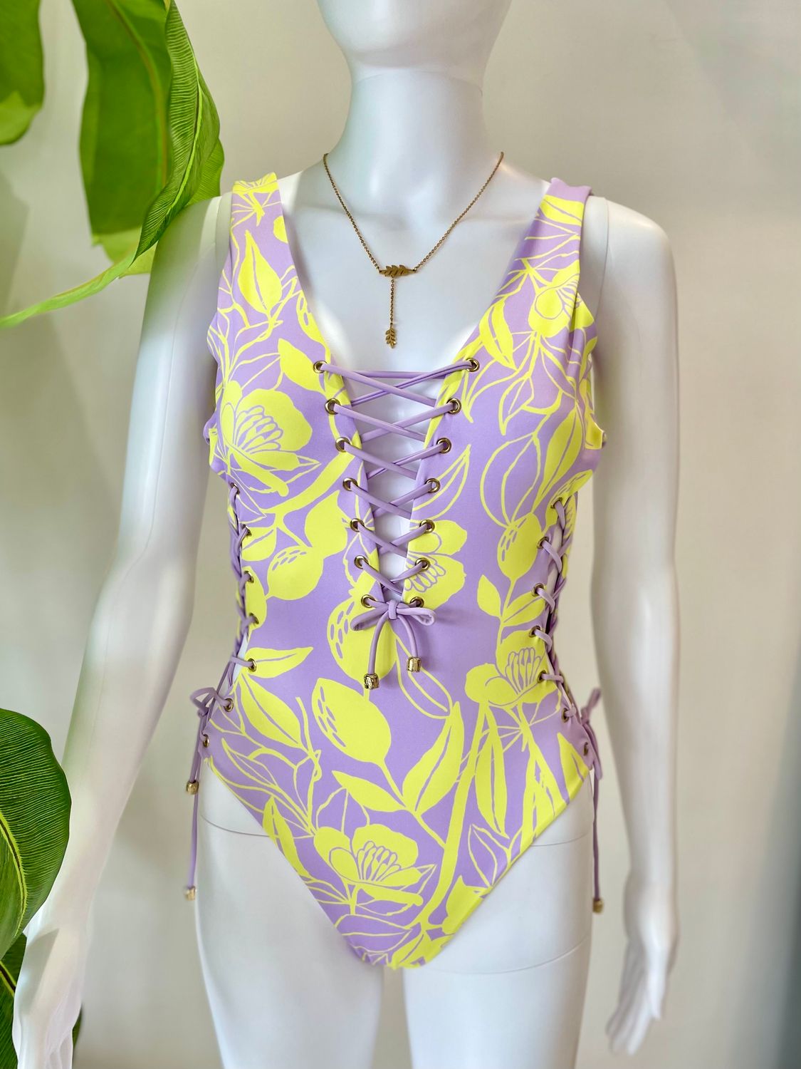Lavender Printed One Piece Swimsuit