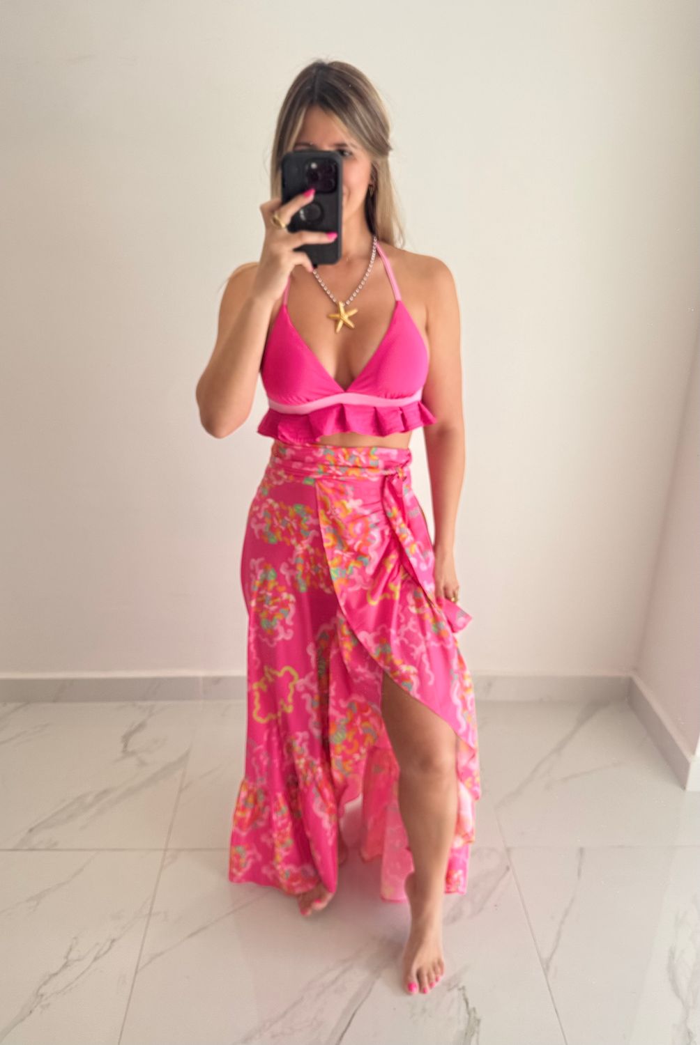 Pink Printed Wrap Around Exclusive Designer Skirt