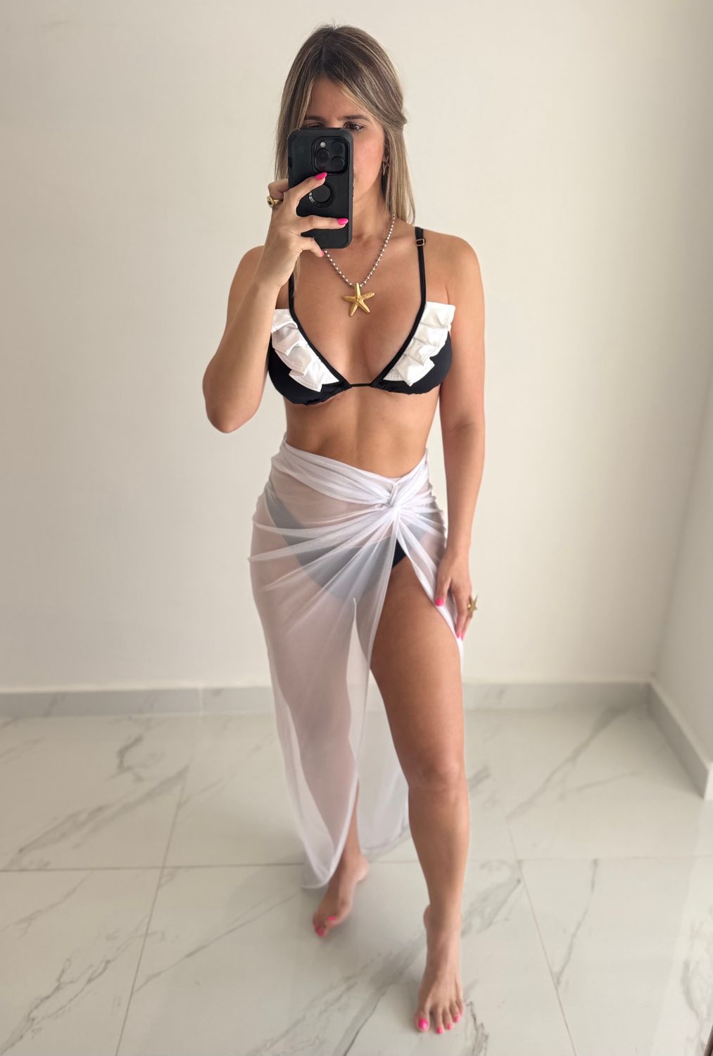 White Mesh Cover Up Skirt