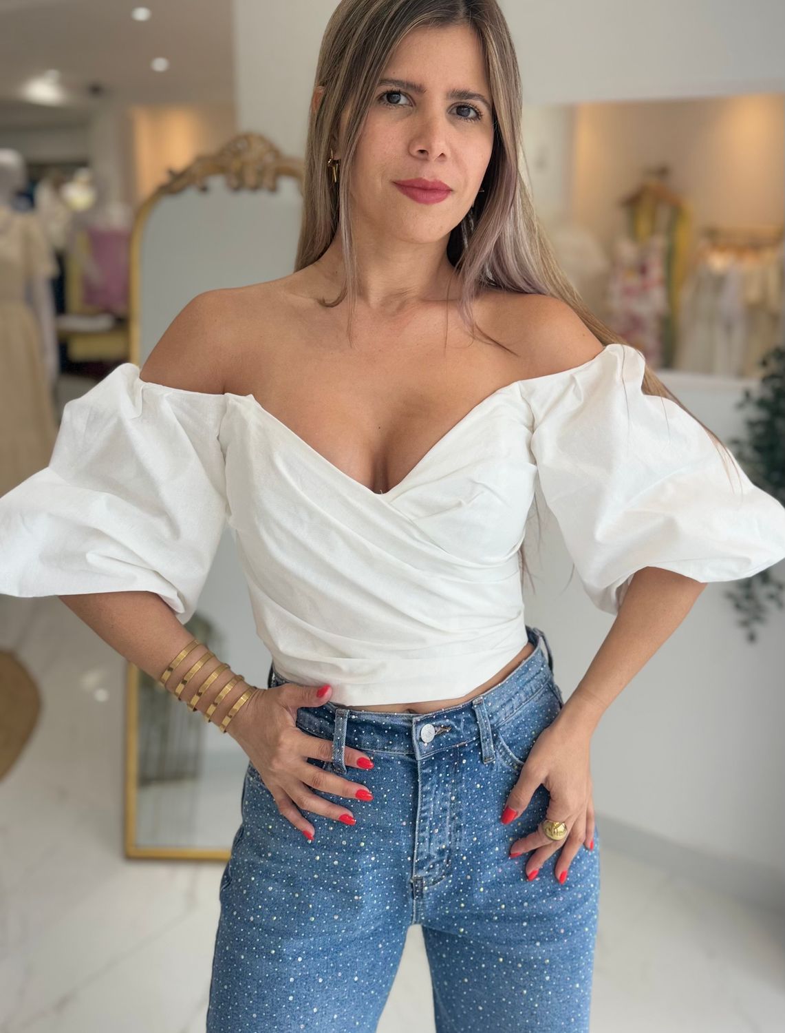 White Off Shoulder Top
