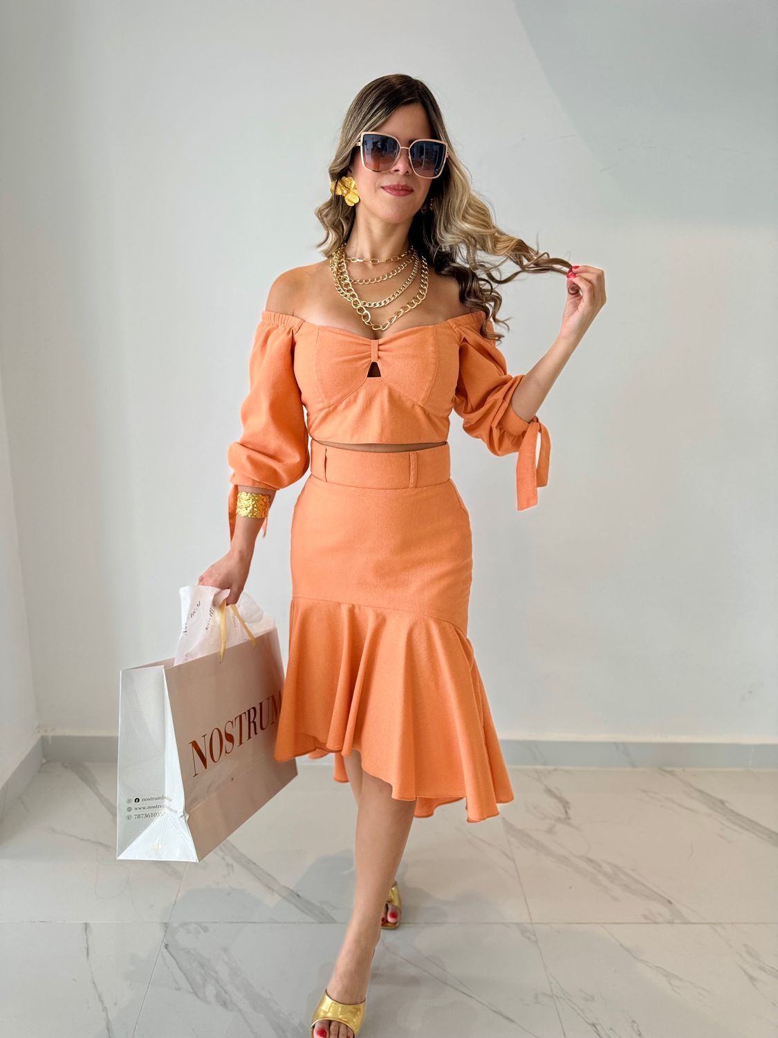 Salmon Nostrum Exclusive Skirt Set