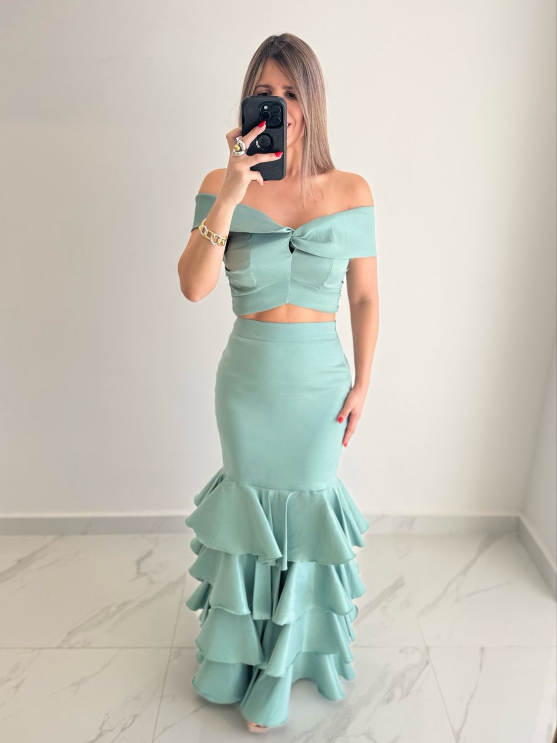 Sage Ruffles Formal Set Nostrum Brand