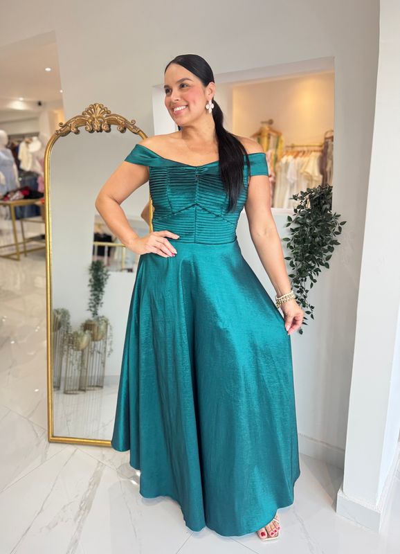 Teal Off Shoulder Exclusive Formal Dress