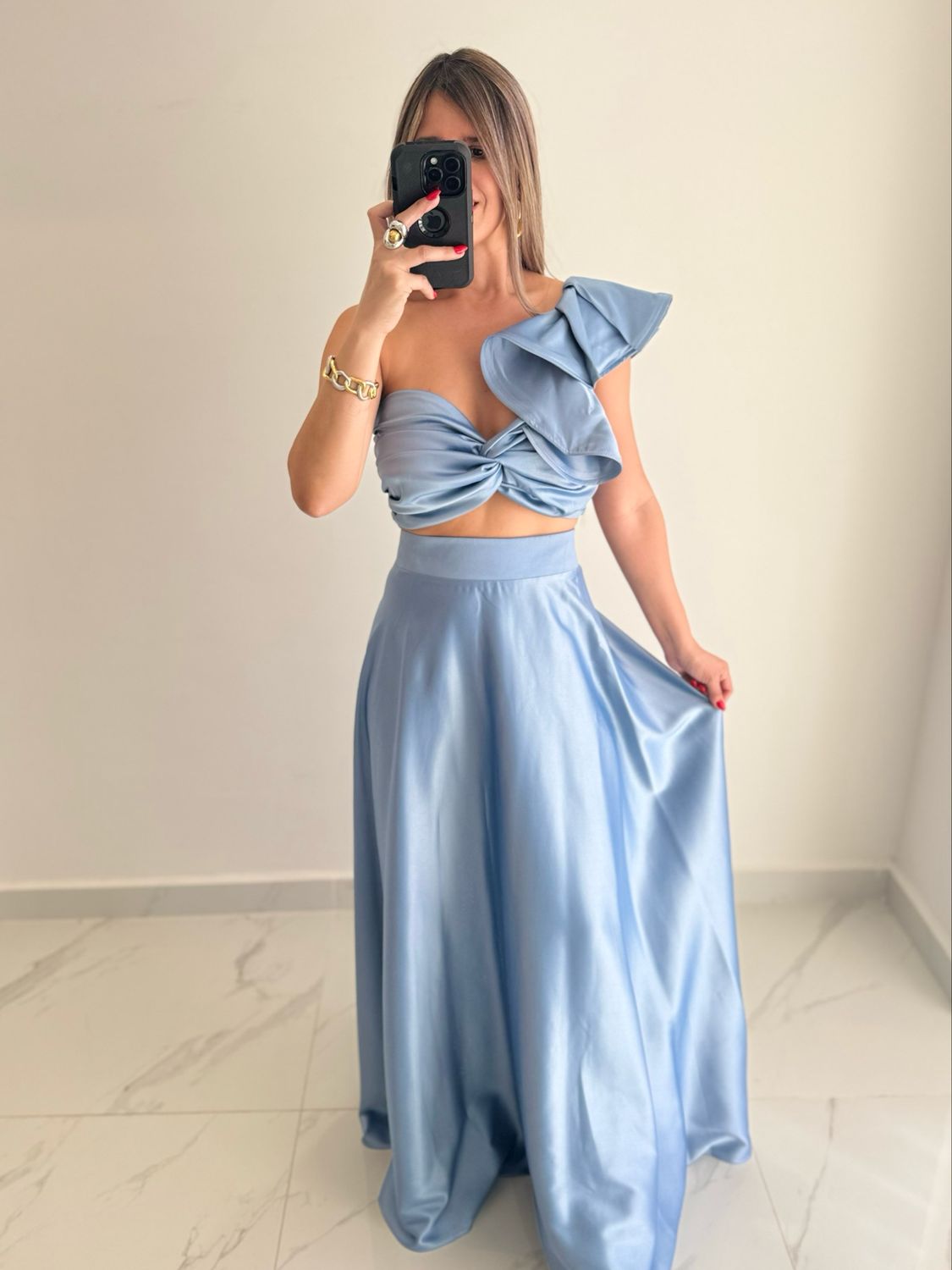 Sky Blue Formal Skirt Set Nostrum Brand