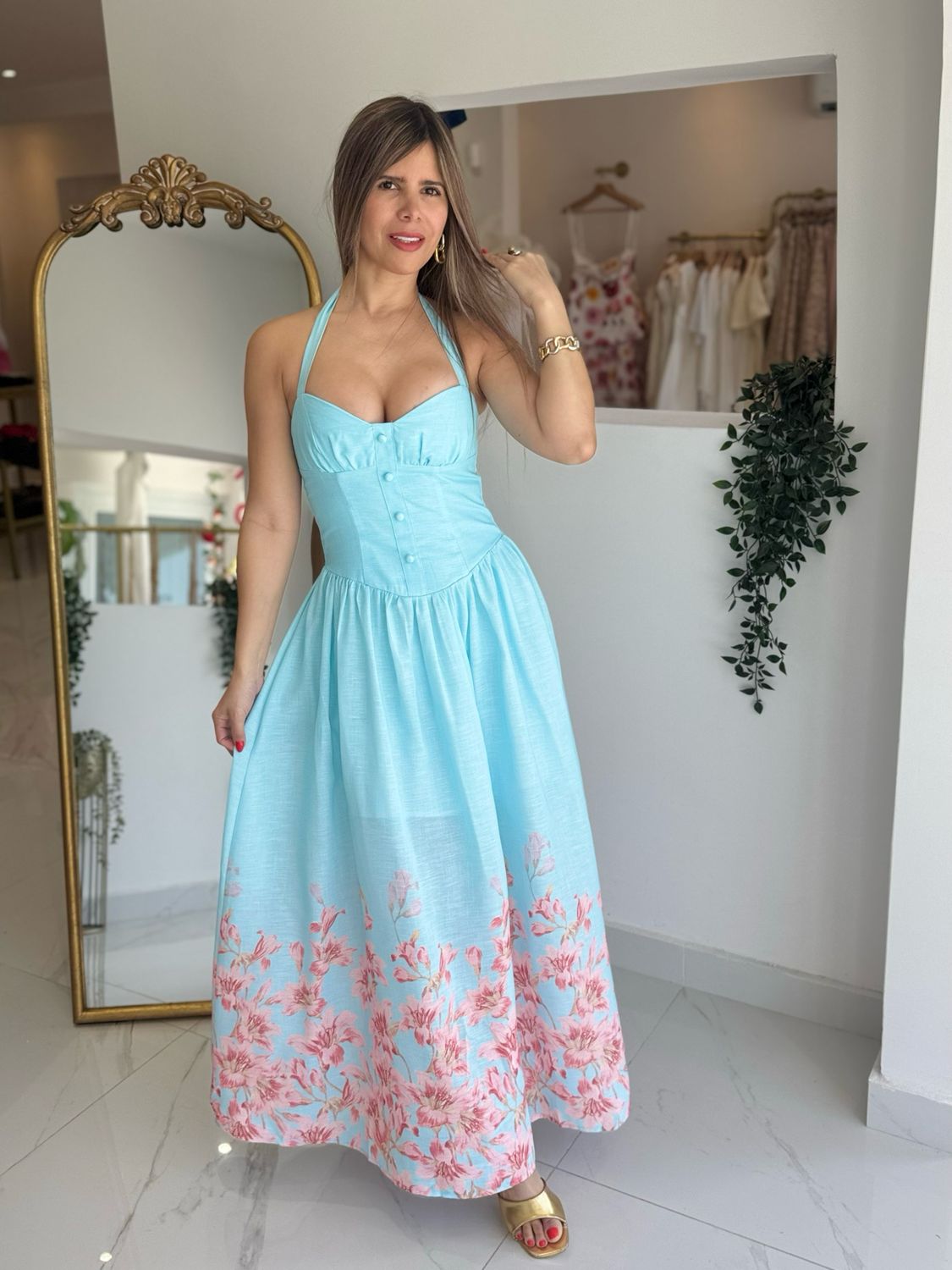 Blue Spring Midi Dress